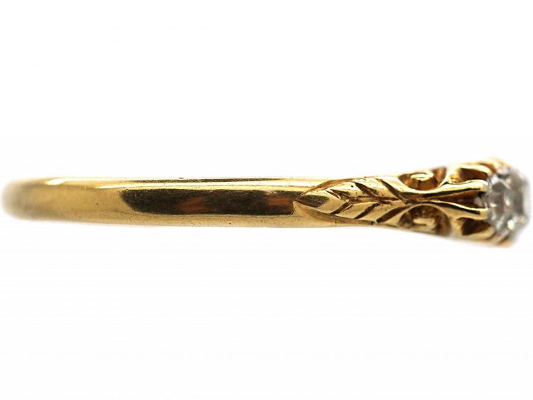 Edwardian 18ct Gold Five Stone Diamond Carved Half Hoop Ring