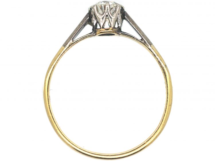 Art Deco 18ct Gold & Platinum, Diamond Solitaire Ring