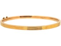 Edwardian 15ct Gold Narrow Ribbed Bangle