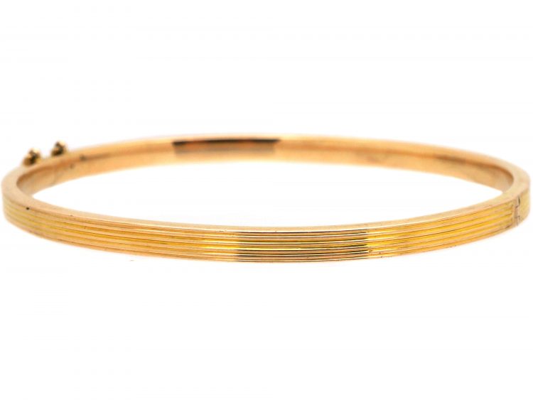 Edwardian 15ct Gold Narrow Ribbed Bangle