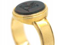 Victorian 18ct Gold Signet Ring with Bloodstone Intaglio of a Heraldic Gryphon