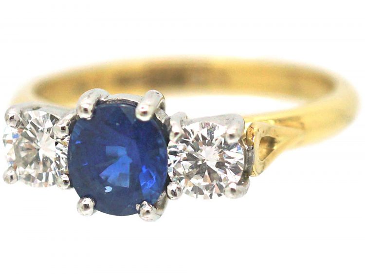 18ct Gold, Sapphire & Diamond Three Stone Ring
