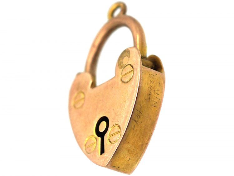 Edwardian 9ct Gold Heart Shaped Padlock