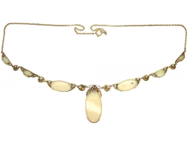 Arts & Crafts 9ct Gold & Opal Necklace