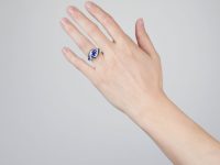 French 18ct White Gold, Sapphire & Diamond Spiral Ring