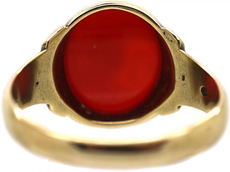 Victorian 9ct Gold & Carnelian Signet Ring