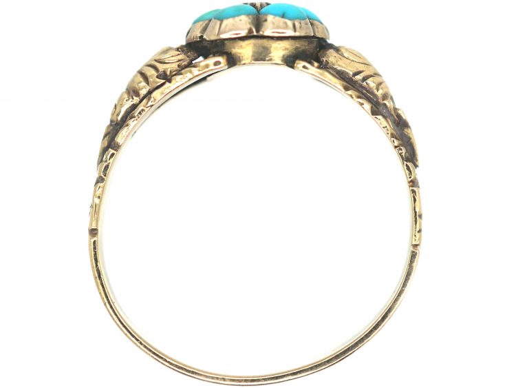 Regency 15ct Gold, Turquoise & Diamond Forget Me Not Cluster Ring