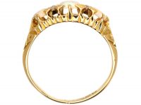 Edwardian 18ct Gold Three Stone Opal & Diamond Ring