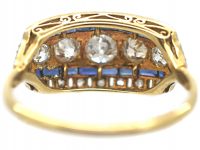 Art Deco 18ct Gold & Platinum, Sapphire & Diamond Ring