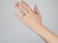 Edwardian 18ct Gold Five Stone Diamond Carved Half Hoop Ring