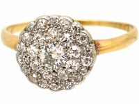 Edwardian 18ct Gold & Platinum Diamond Cluster Ring