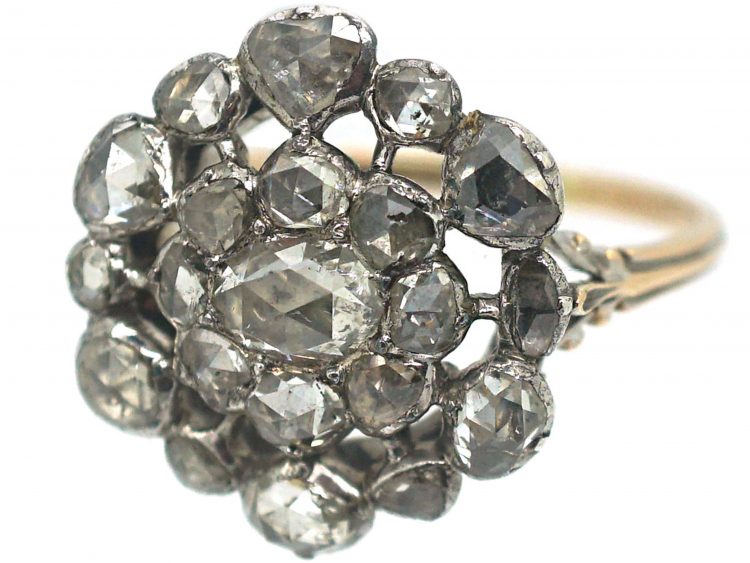 Large Georgian Rose Diamond Cluster Ring