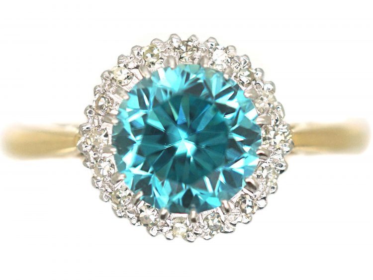 18ct Gold & Platinum, Diamond & Zircon Cluster Ring