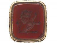 Late Georgian 18ct Gold Seal With Carnelian Intaglio of a Lion Rampant