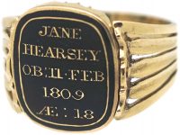 Georgian 18ct Gold, Cabochon Garnet & Natural Split Pearl Swivel Mourning Ring