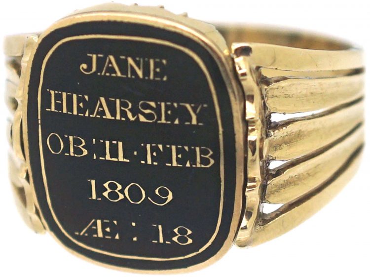 Georgian 18ct Gold, Cabochon Garnet & Natural Split Pearl Swivel Mourning Ring