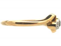 Edwardian 18ct Gold & Platinum, Three Stone Diamond Crossover Ring