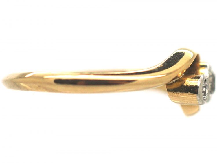 Edwardian 18ct Gold & Platinum, Three Stone Diamond Crossover Ring