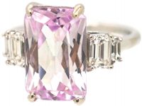 18ct White Gold, Kunzite & Diamond Ring