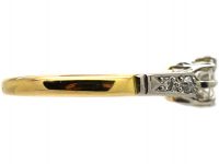 Art Deco 18ct Gold & Platinum, Diamond Solitaire Ring with Diamond Set Shoulders