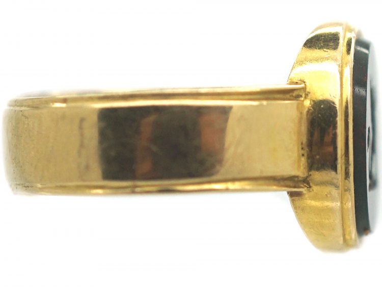Victorian 18ct Gold Signet Ring with Bloodstone Intaglio of a Heraldic Gryphon