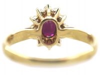 9ct Gold Ruby & Diamond Oval Cluster Ring