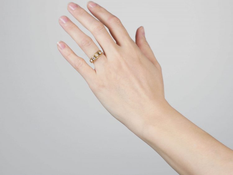 Victorian 18ct Gold Natural Split Pearl & Diamond Ring