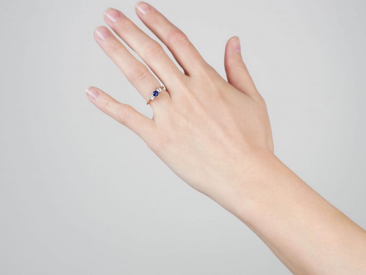 Early 20th Century 18ct Gold & Platinum, Sapphire & Diamond Three Stone Ring