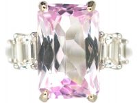 18ct White Gold, Kunzite & Diamond Ring