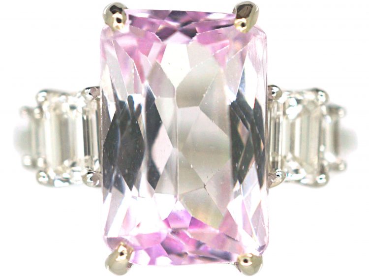 18ct White Gold, Kunzite & Diamond Ring