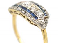 Art Deco 18ct Gold & Platinum, Sapphire & Diamond Ring