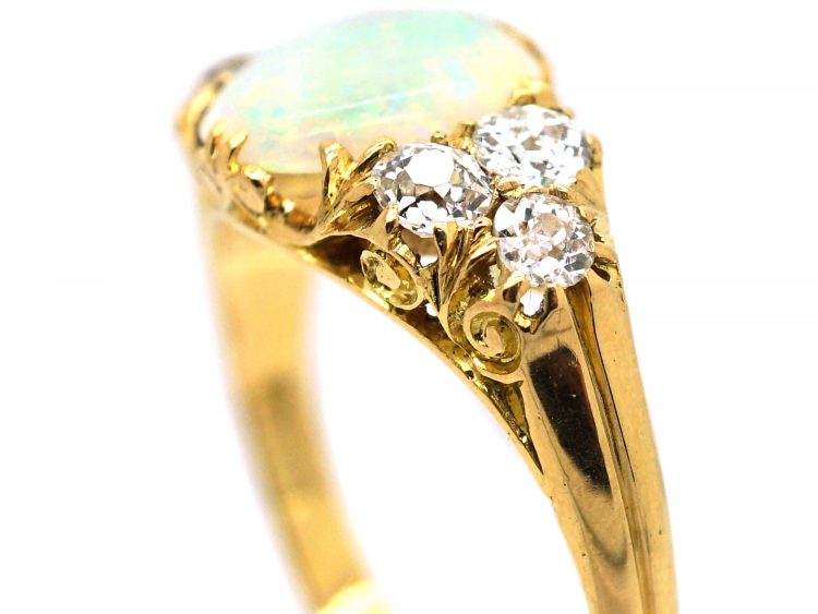 Edwardian 18ct Gold Opal & Diamond Ring
