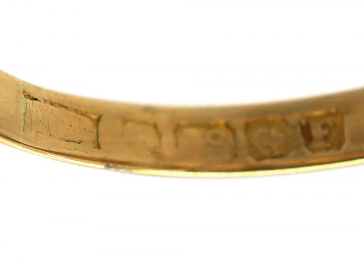 Edwardian 18ct Gold Three Stone Opal & Diamond Ring