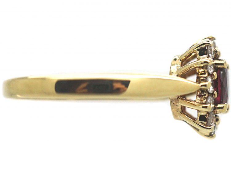 9ct Gold Ruby & Diamond Oval Cluster Ring