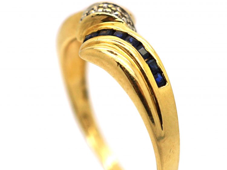 18ct Gold, Sapphire & Diamond Crossover Ring