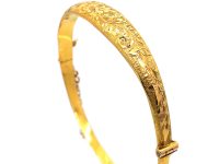 Edwardian 9ct Gold Engraved Bangle
