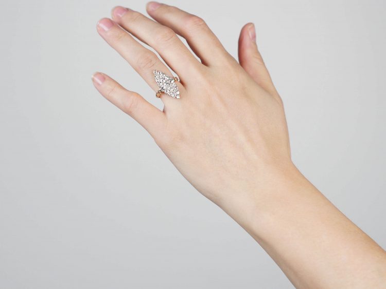 Victorian 18ct Gold, Marquise Shaped Diamond Ring