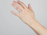 Art Deco Platinum & 18ct White Gold Square Cluster Ring with Entwined Shoulders