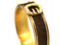 Victorian 18ct Gold & Hair Mourning Ring with Buckle Design