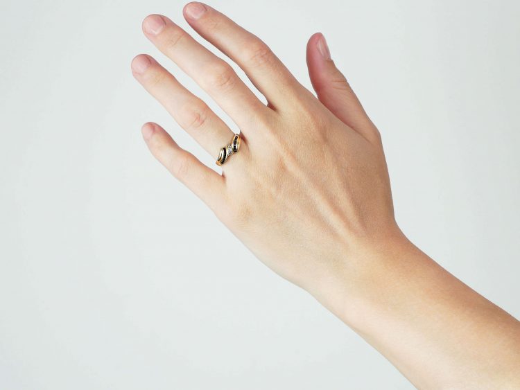 18ct Gold, Sapphire & Diamond Crossover Ring