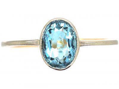 Art Deco 15ct Gold & Platinum, Aquamarine Ring