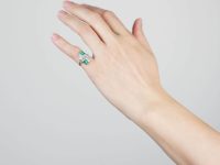 Art Deco 18ct Gold & Platinum, Emerald & Diamond Geometric Design Ring