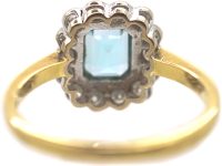 18ct Gold, Aquamarine & Diamond Cluster Ring