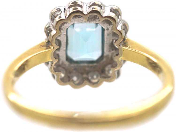 18ct Gold, Aquamarine & Diamond Cluster Ring
