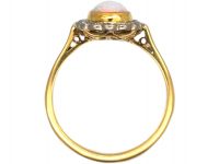 Edwardian 18ct Gold & Platinum, Opal & Diamond Cluster Ring