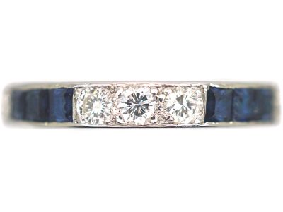Art Deco Platinum, Diamond & Sapphire Eternity Ring