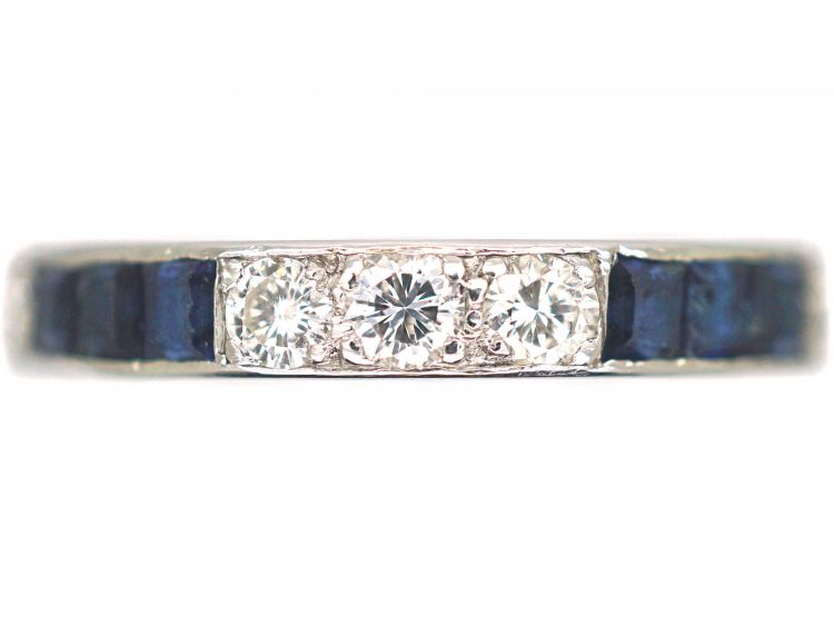 Art Deco Platinum, Diamond & Sapphire Eternity Ring
