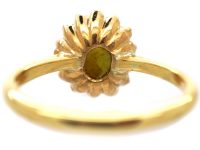 Edwardian 18ct Gold, Cat's Eye Chrysoberyl & Diamond Cluster Ring