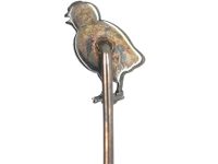 Edwardian 15ct Gold & Silver, Rose Diamond Chick Tie Pin with Ruby Eye