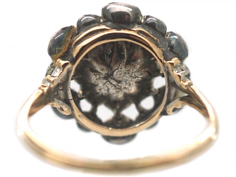 Large Georgian Rose Diamond Cluster Ring